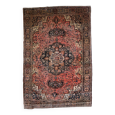 Tapis persan Sarouk Farahan antique fait main 4,1' x 6,3' (125 cm x 192 cm) années 1880