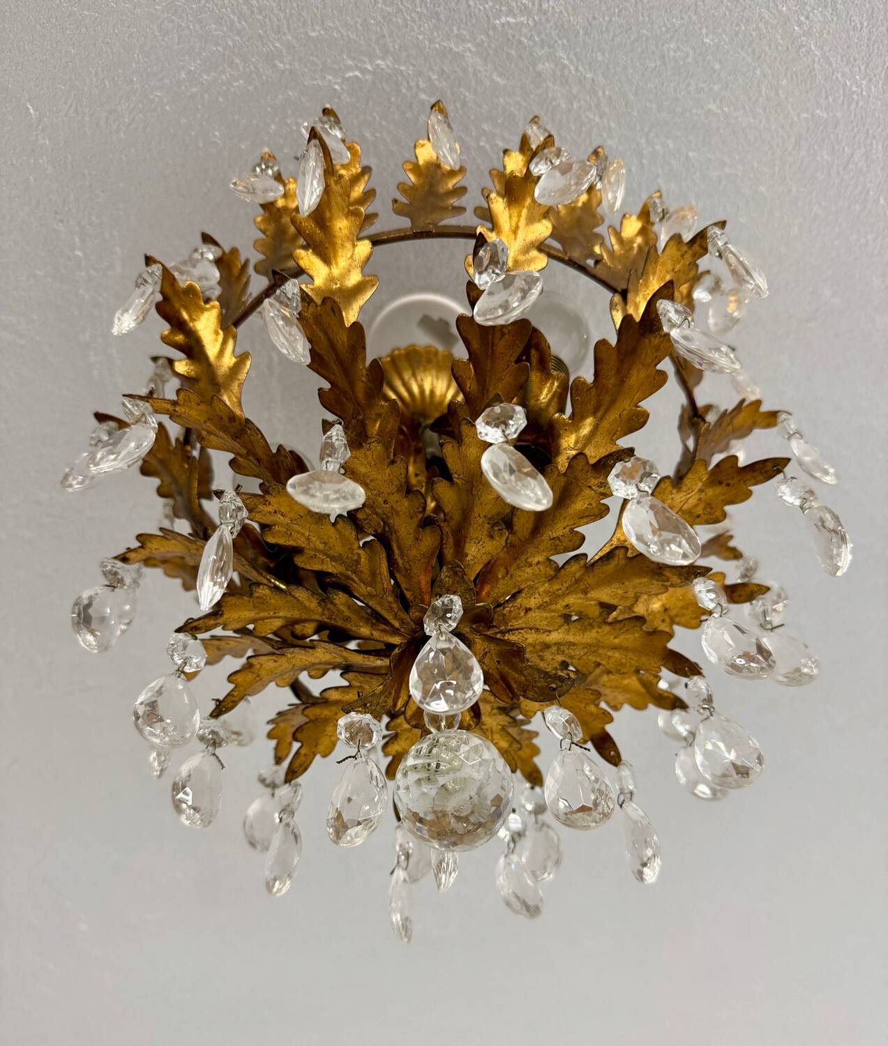 Antique chandelier with brass tassels, Banci design, Florence, Italy, 1950s
