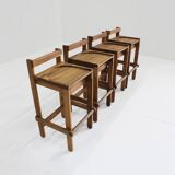 Vintage wooden bar stools 1960, set of 4