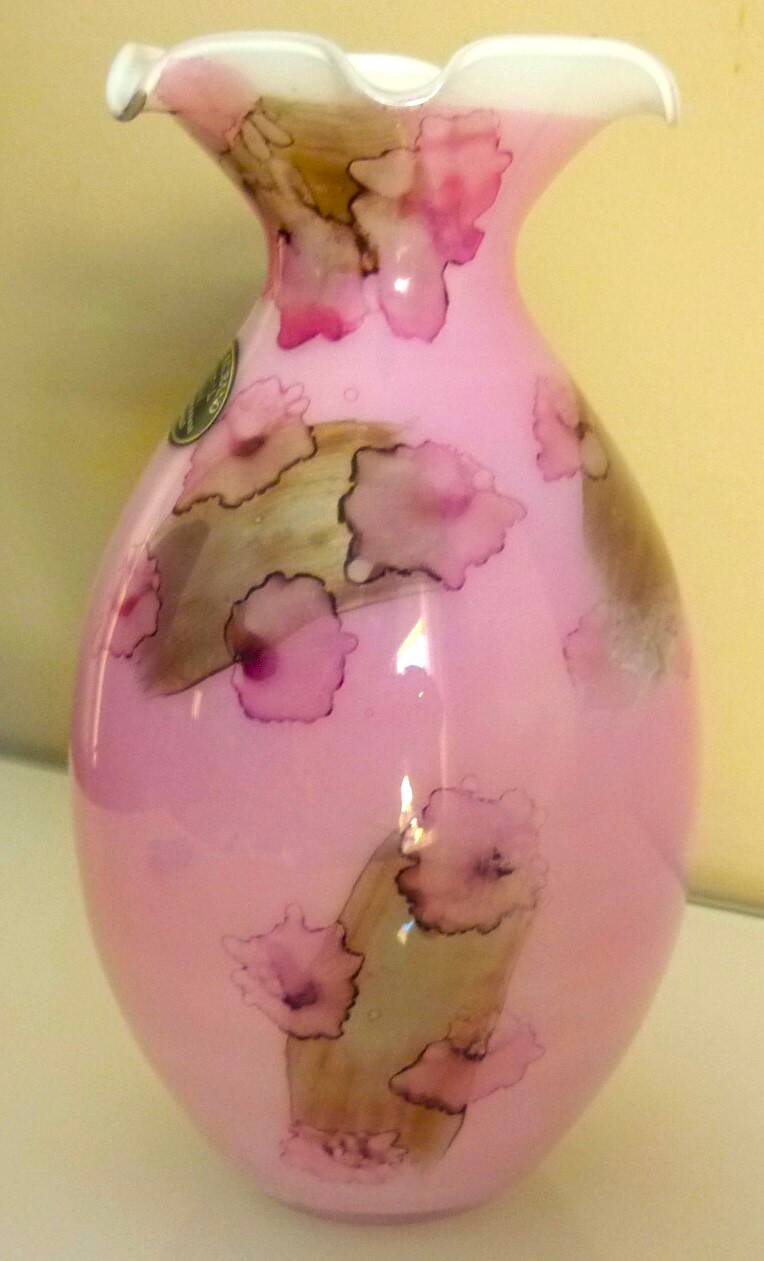 Pink vase, Murano Kristall Mery, blown glass with inclusions