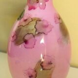 Vase rose, Murano Kristall Mery, verre soufflé avec inclusions