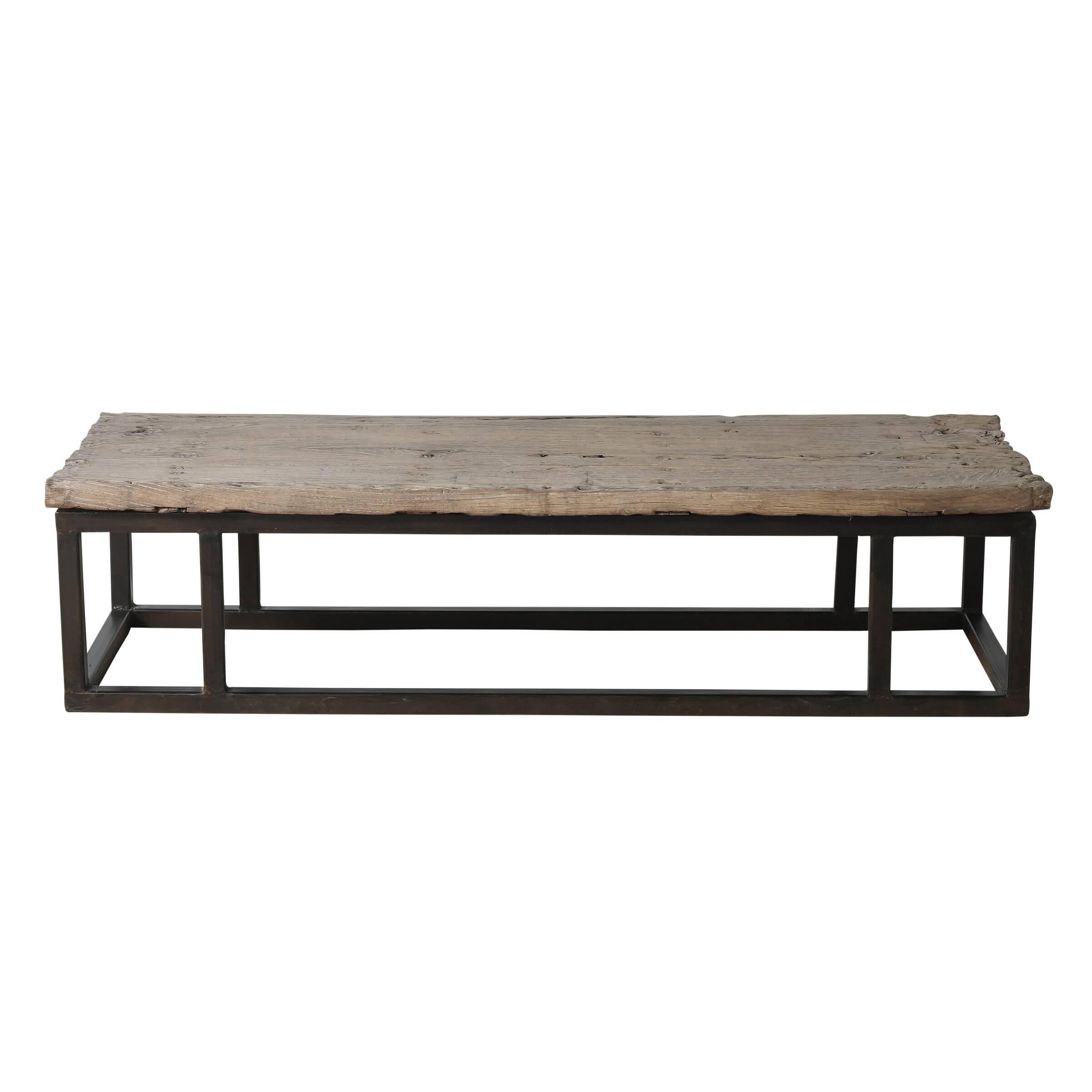 Guyuan – Coffee table in ancient elm with a metal structure no. 2