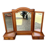 Coiffeuse en bois et miroir triptyque