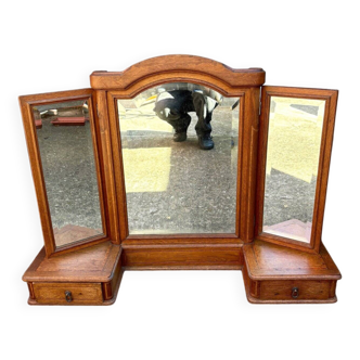 Wooden dressing table and triptych mirror