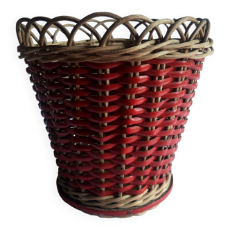 Vintage rattan red pot cover