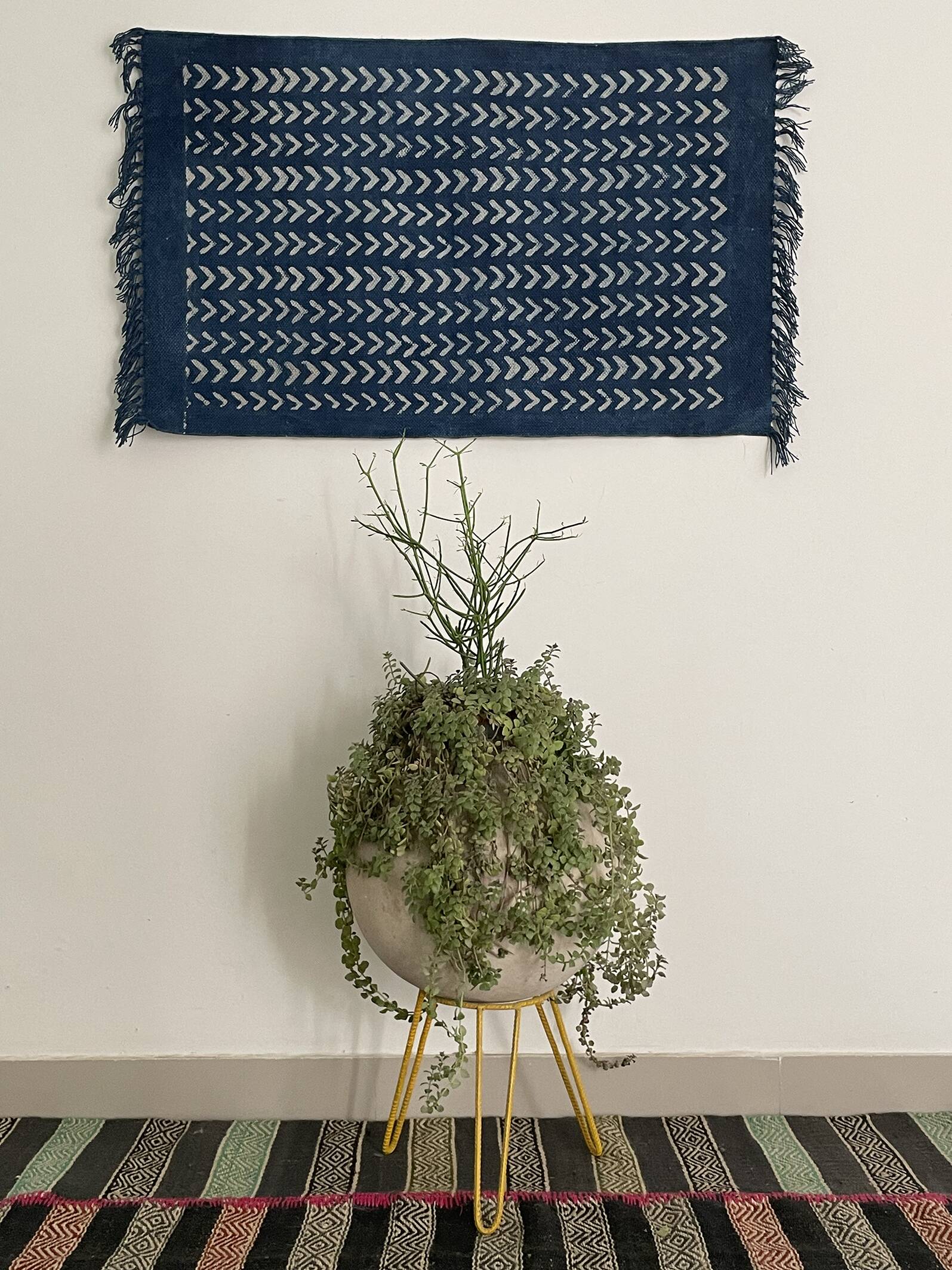 2x3 ft - cotton hand weaved hand block printed indigo tapestry,wall art,traditional wall decor.