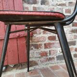 Pair of metal chairs vinyl red and white speckled black, Cimca brand