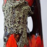 Large vintage Fat lava and enamel vase, H40cm