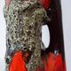 Large vintage Fat lava and enamel vase, H40cm