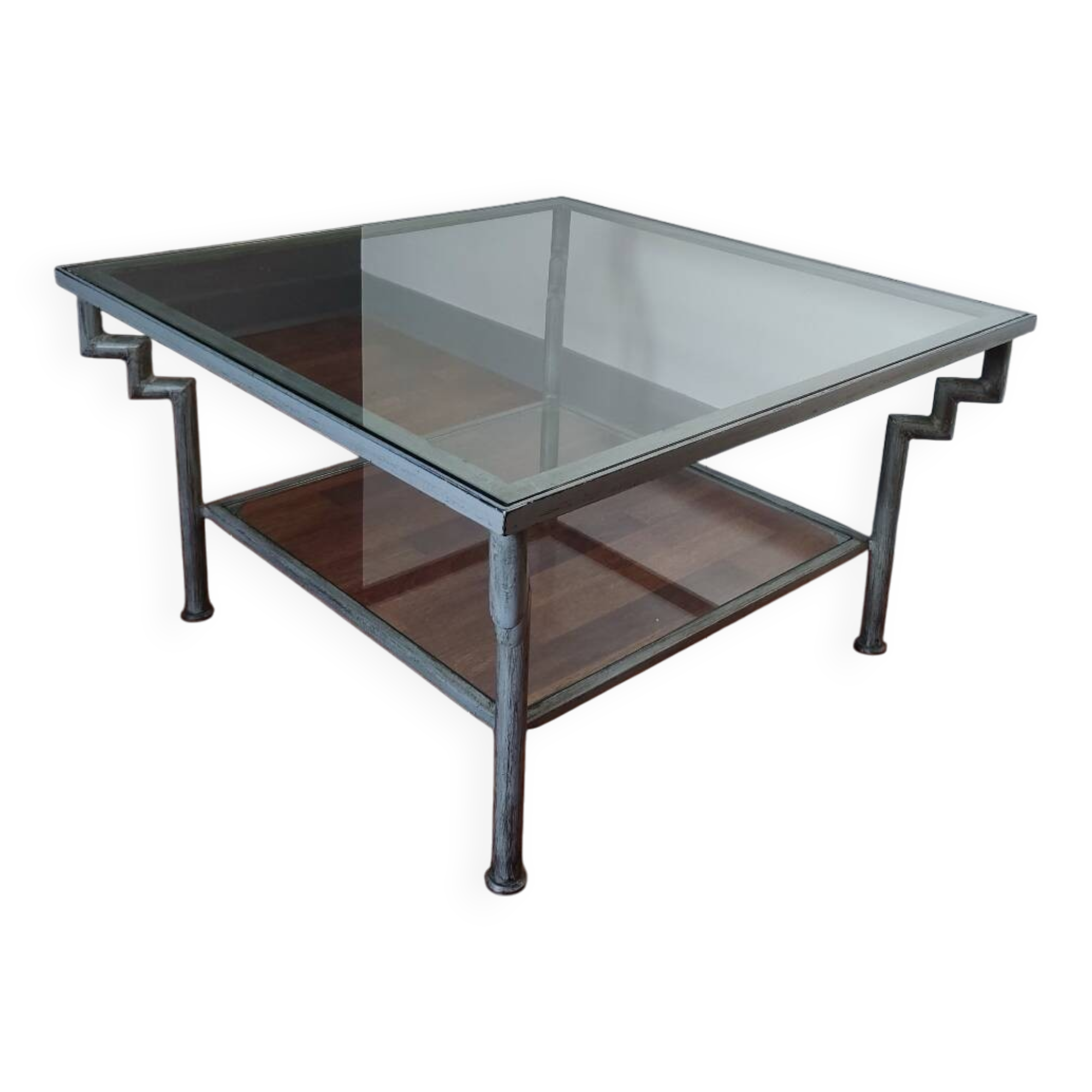 Glass and wrought iron coffee table