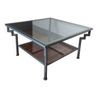 Glass and wrought iron coffee table