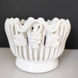 Openwork earthenware fruit bowl with grape decoration