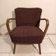 Vintage cocktail armchair armrests curved wood 1950