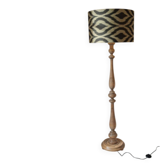 Vintage turned wooden floor lamp