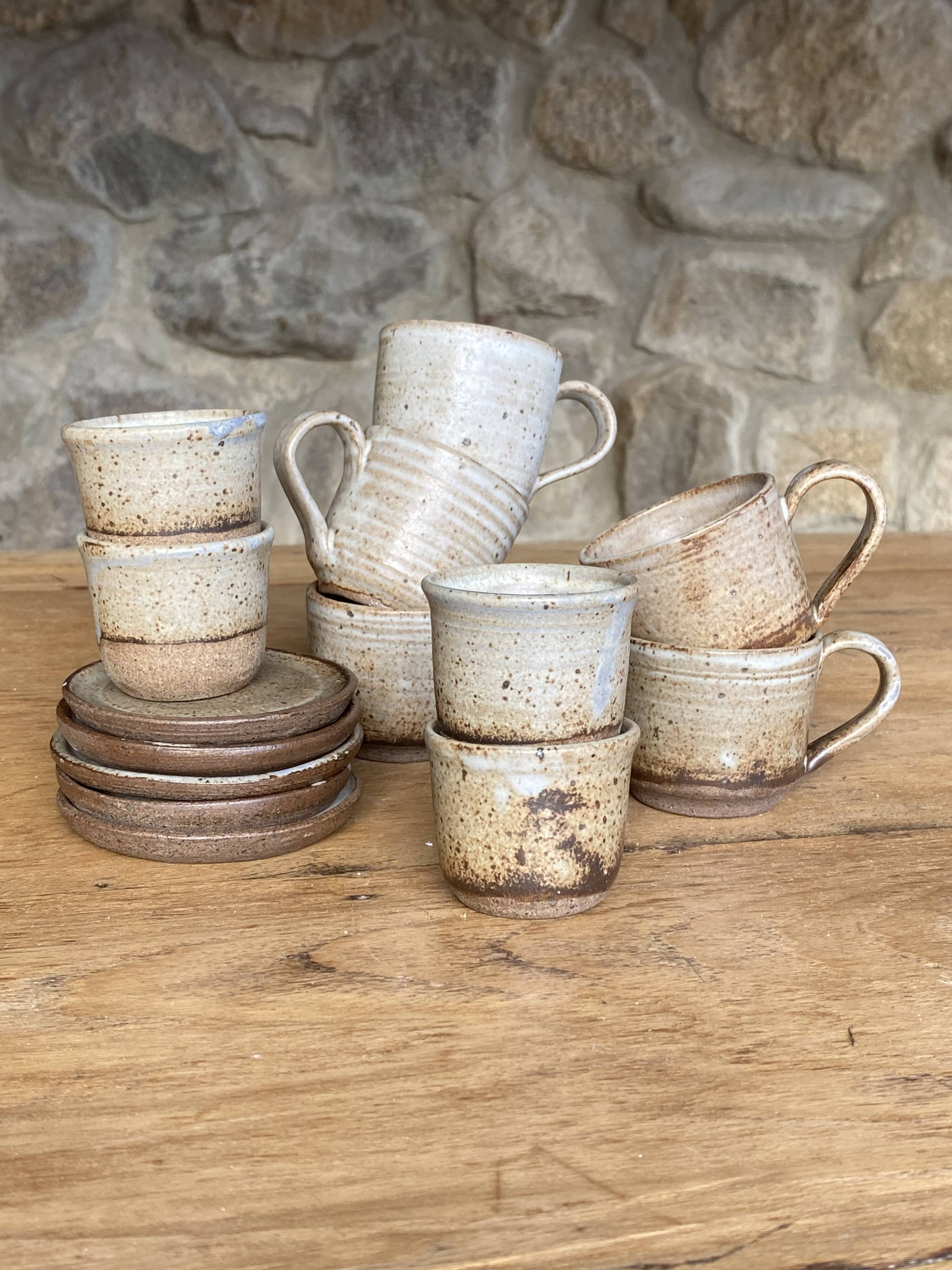 Handmade stoneware coffee set