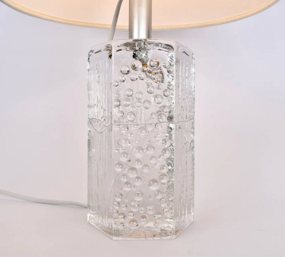 Lampe de table structurée en cristal massif du milieu du siècle par Willem Heesen pour Royal Leerdam