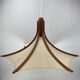 Teak and linen umbrella pendant by Domus, 1970s