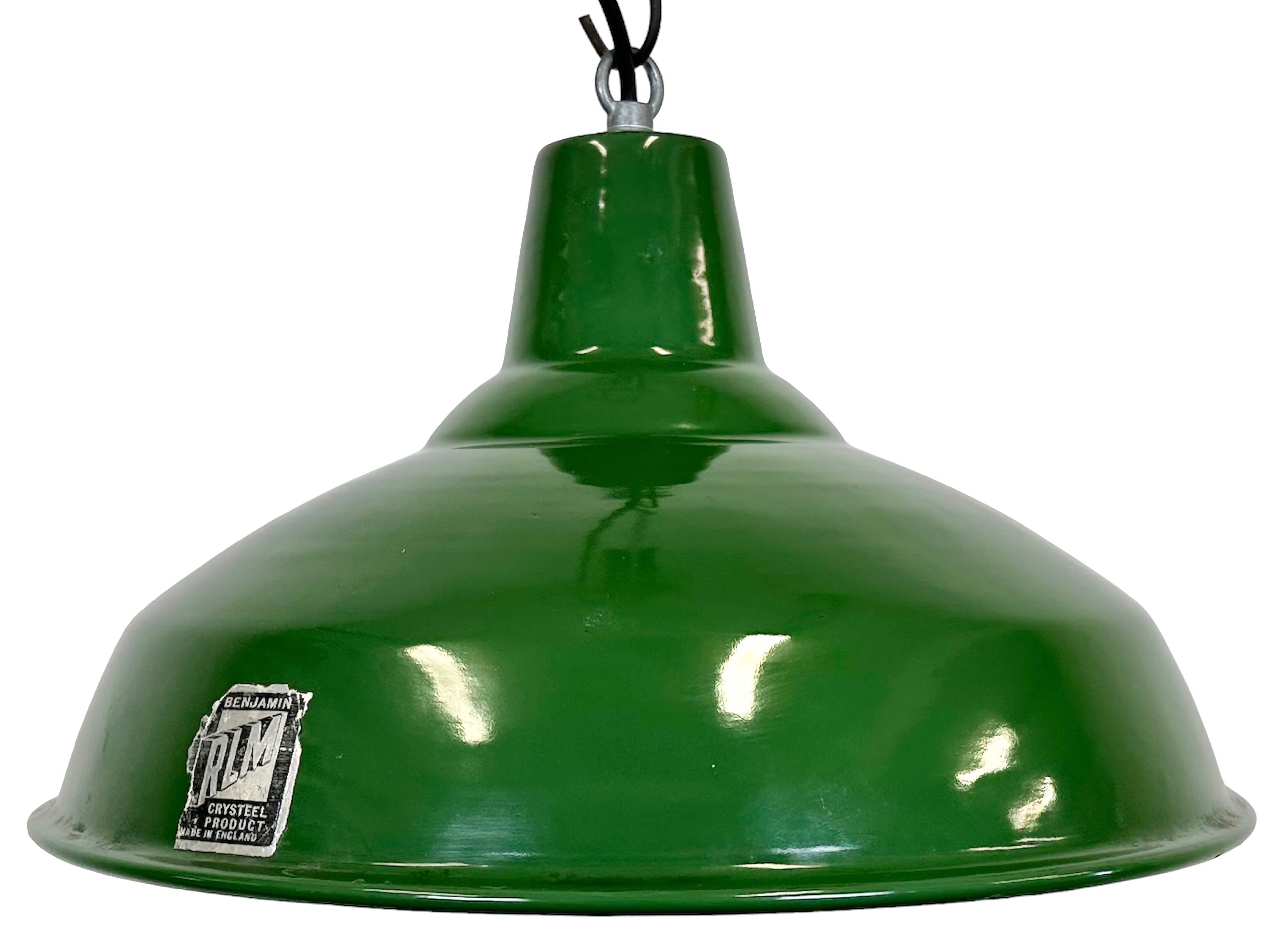 Industrial Green Enamel Factory Lamp from Benjamin, 1960s
