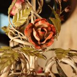 Antique iron chandelier with Art Nouveau floral decoration