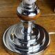 Lamp base in chrome metal, porcelain and wood.