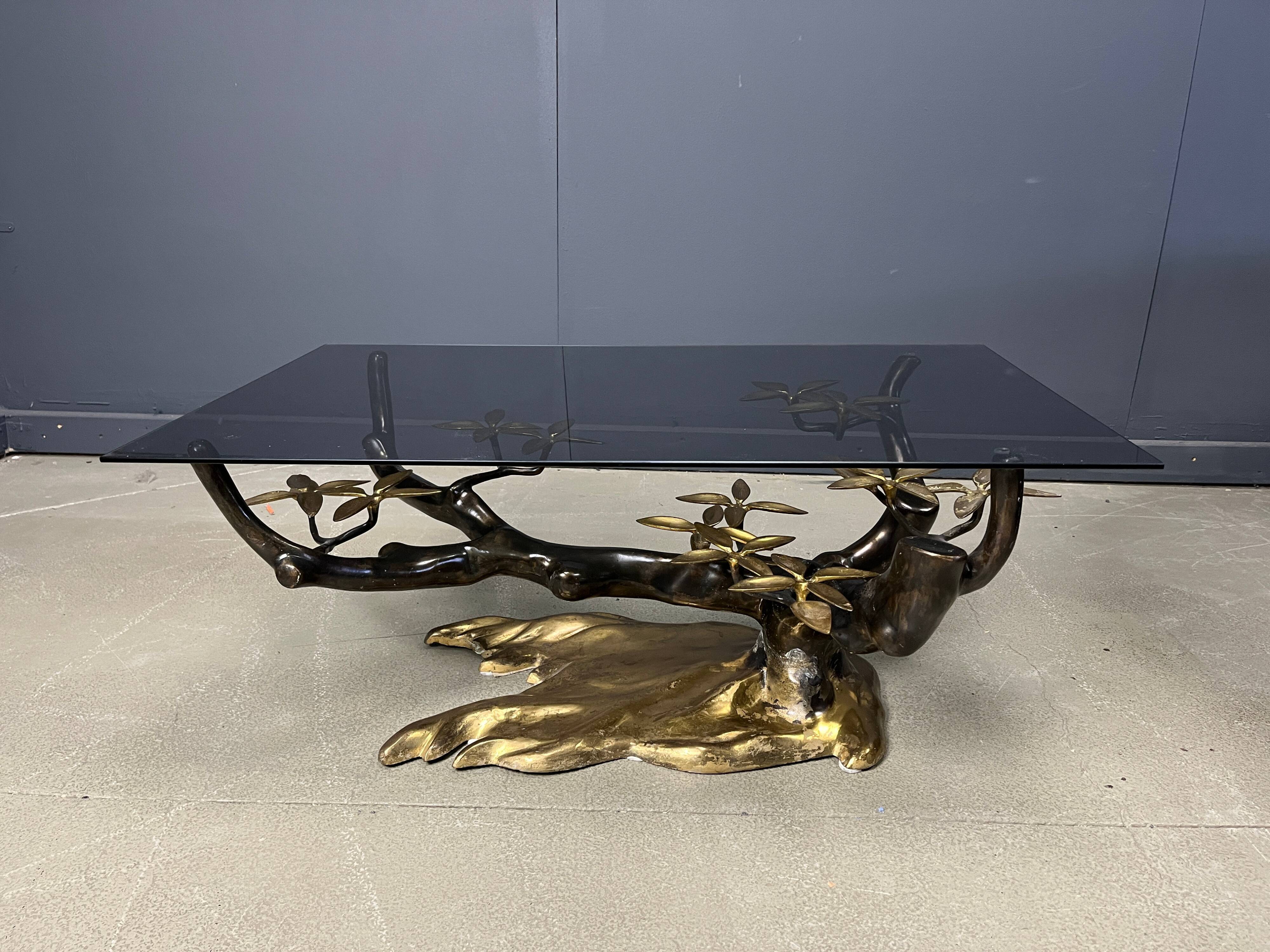 Bronze bonsai coffee table by Willy Daro, 1970s