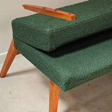 Banquette / Daybed modulable par Tatra , tissu bouclette chinée vert 1960