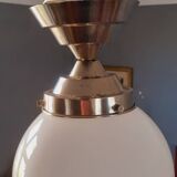 Art Deco ceiling light from the 40s in tinned metal and white opaline