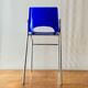 Vintage high chair for children in chrome metal and blue plastic