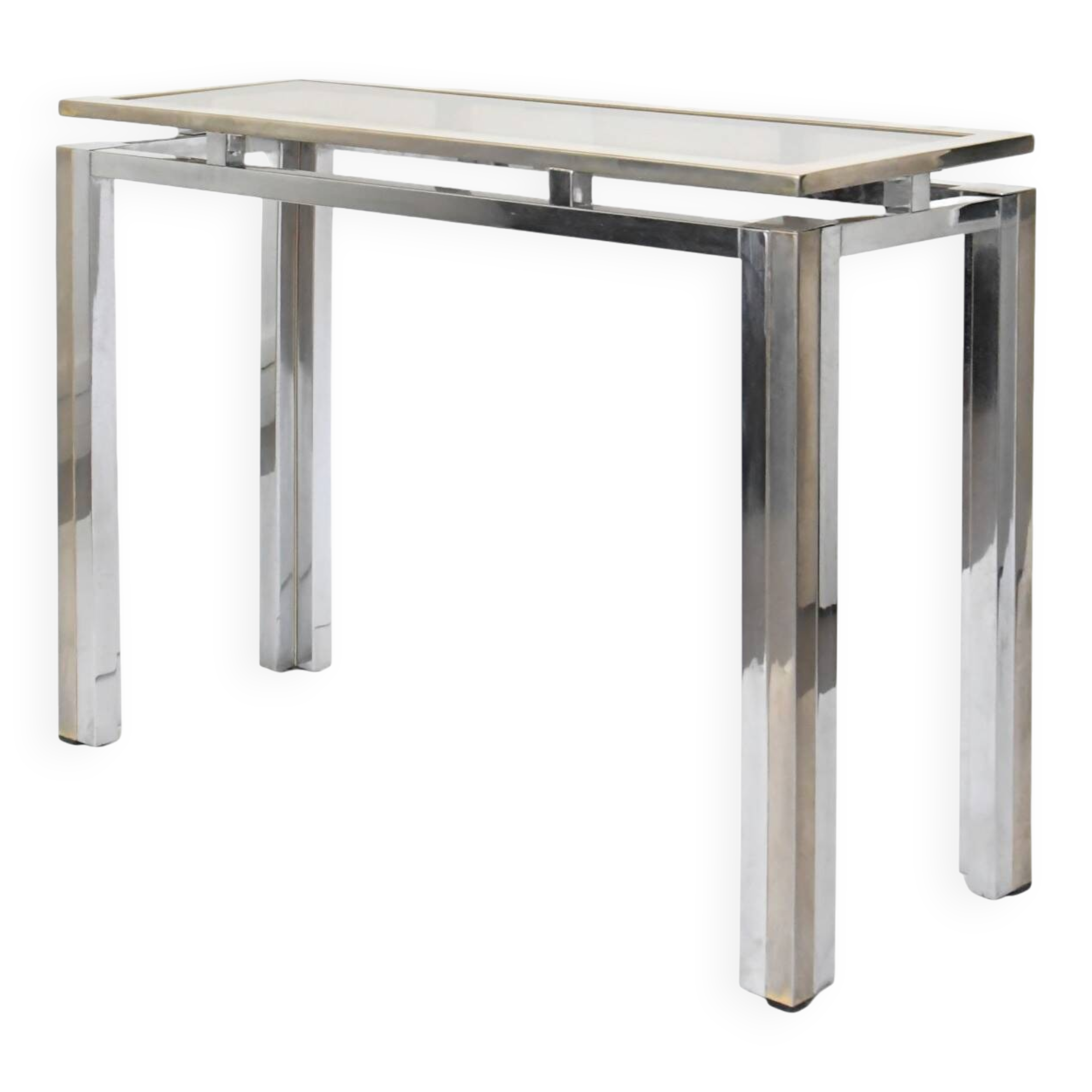 Brushed steel rectangular console