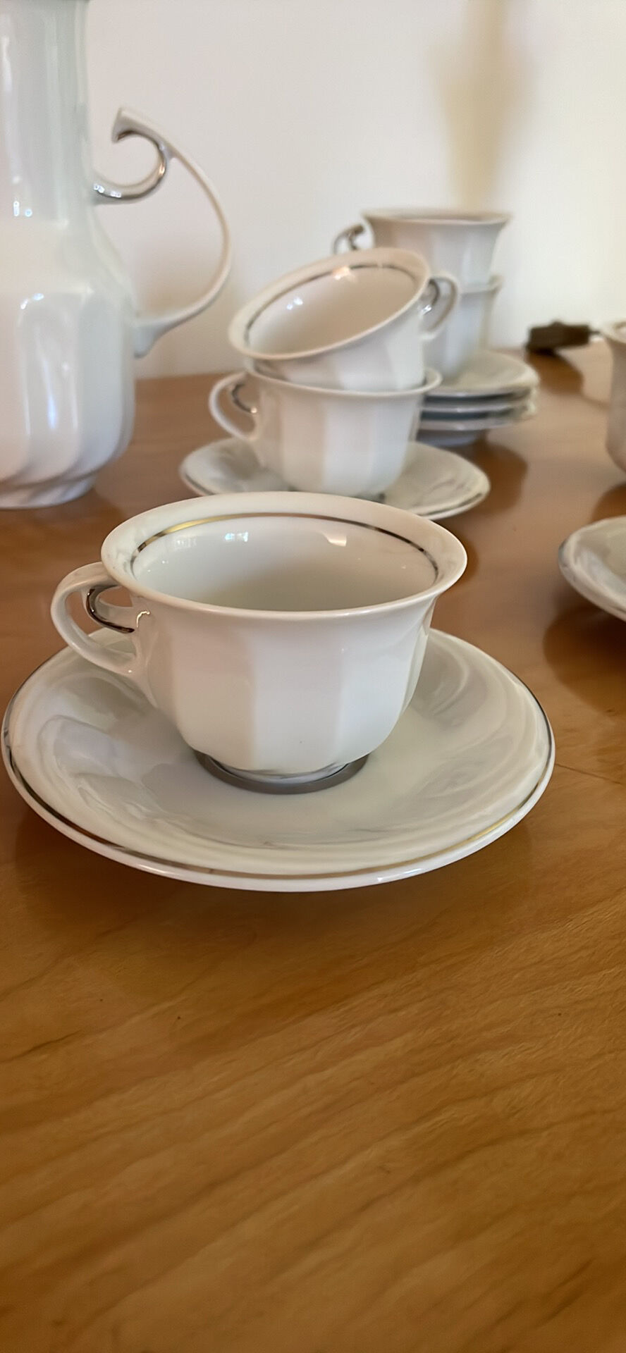 Vintage white porcelain coffee service from hollóháza hungary