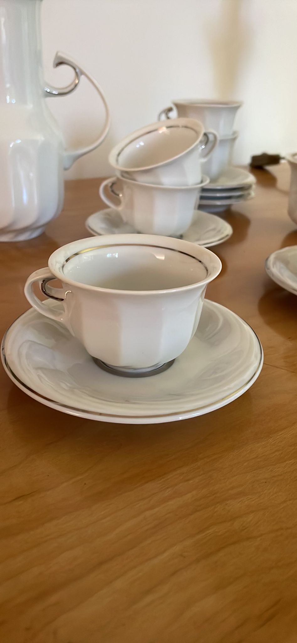 Vintage white porcelain coffee service from hollóháza hungary