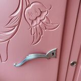 Art deco sideboard revamped powder pink, marble top, chrome handles, vintage shabby chic
