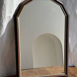 Petit miroir arrondi, cadre en bois, encadrement doré H49,5