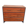 Metal dresser with 3 drawers and wooden tray