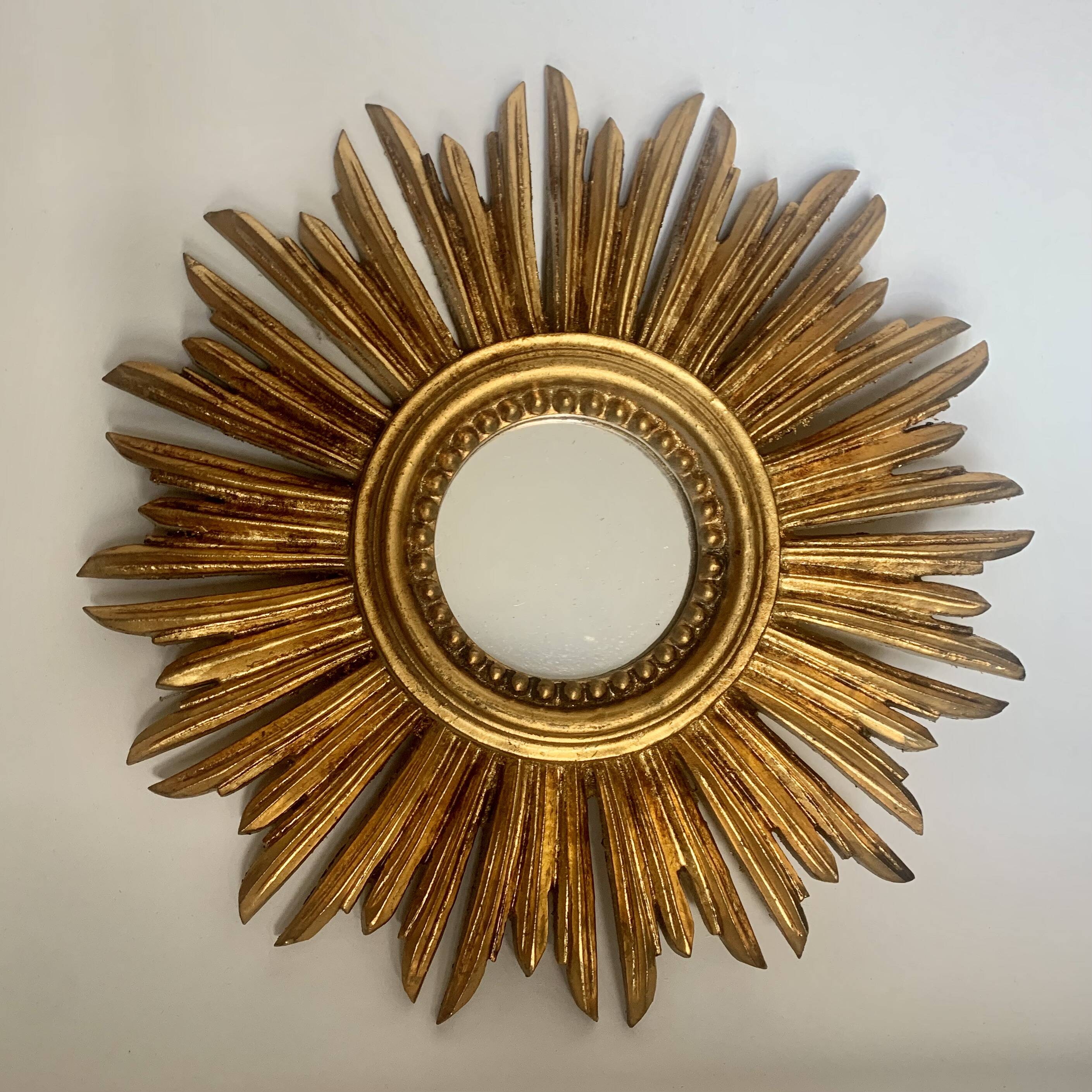 Vintage sun mirror 32 x 32cm, 1950s