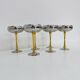 Ensemble de 6 coupes à champagne en acier inoxydable et laiton italien des années 1970.