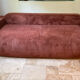 Terracotta corduroy straight sofa