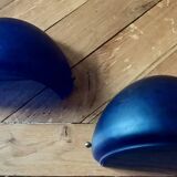 Sconces, signed, in satin blue glass paste from the 1930s