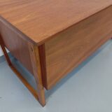 Double-sided executive desk sled legs vintage Scandinavian style in teak from the 60s