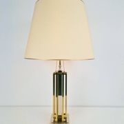 Geometric Brass and Chrome Table Lamp by Willy Daro, France, 1970