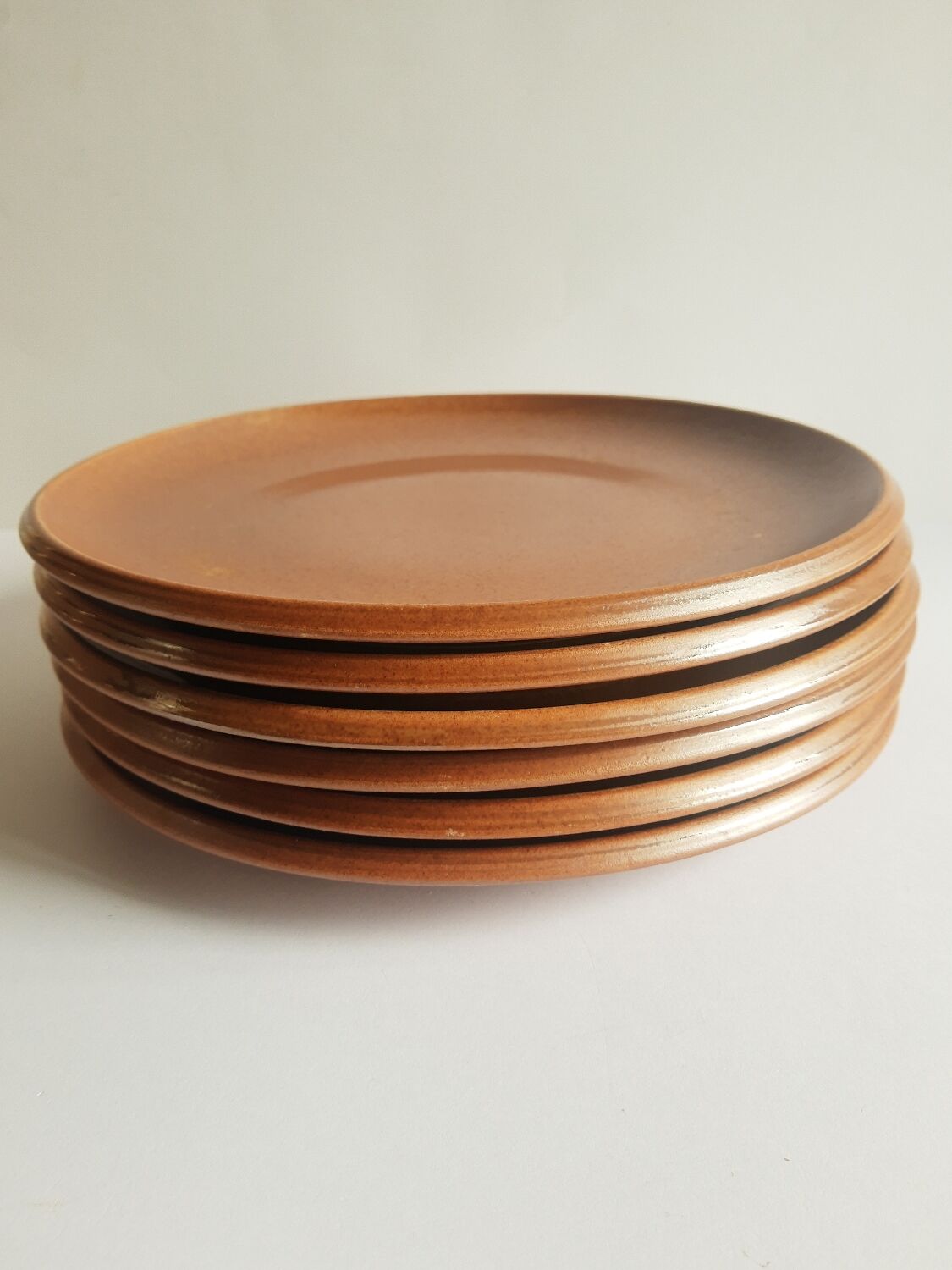 Set of 6 vintage Brenne Grès stoneware dinner plates from France