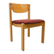 Scandinavian style oak and burgundy chair without armrests