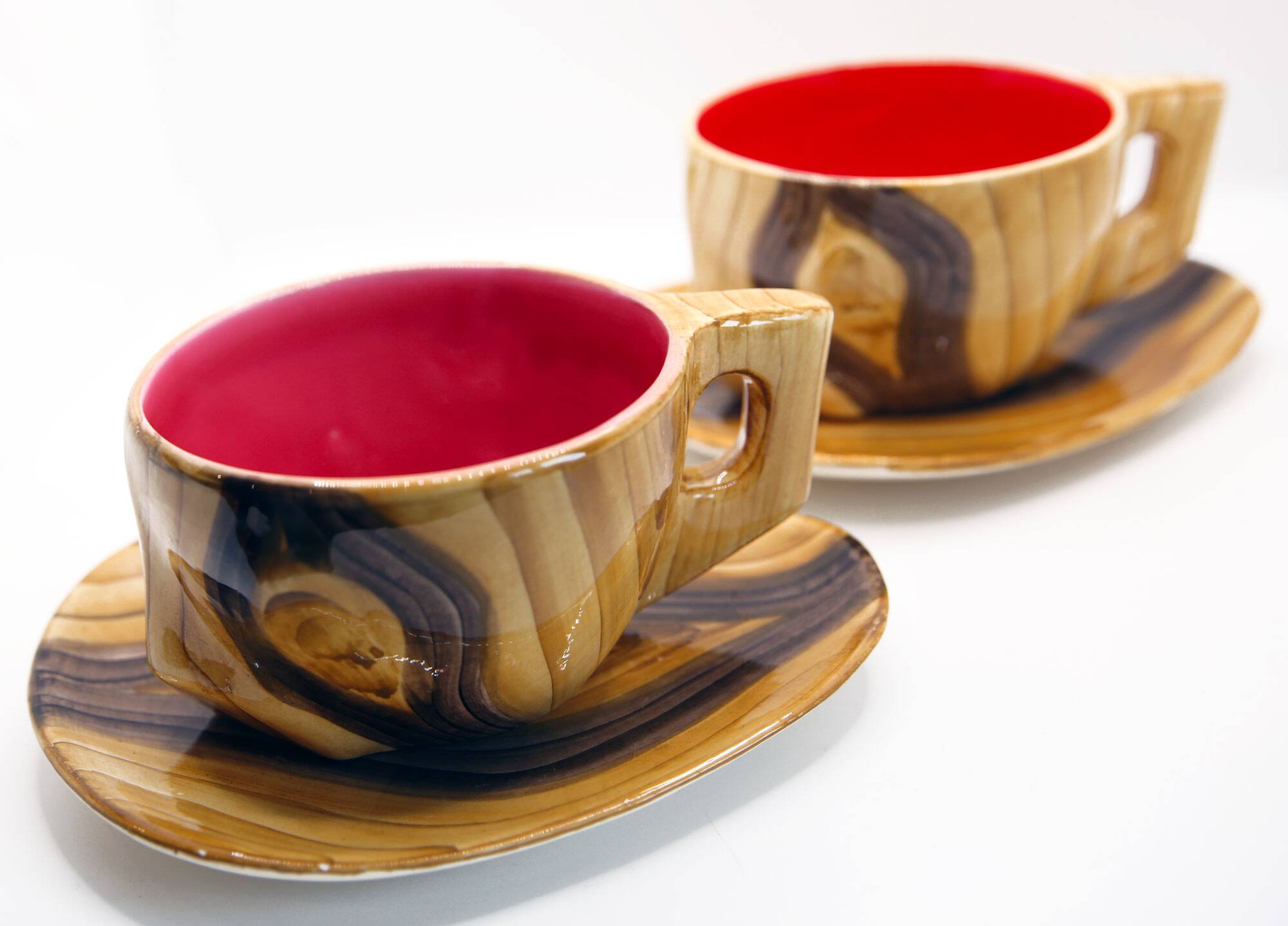 Lot de 2 tasses XL imitation bois Grandjean Jourdan Vallauris
