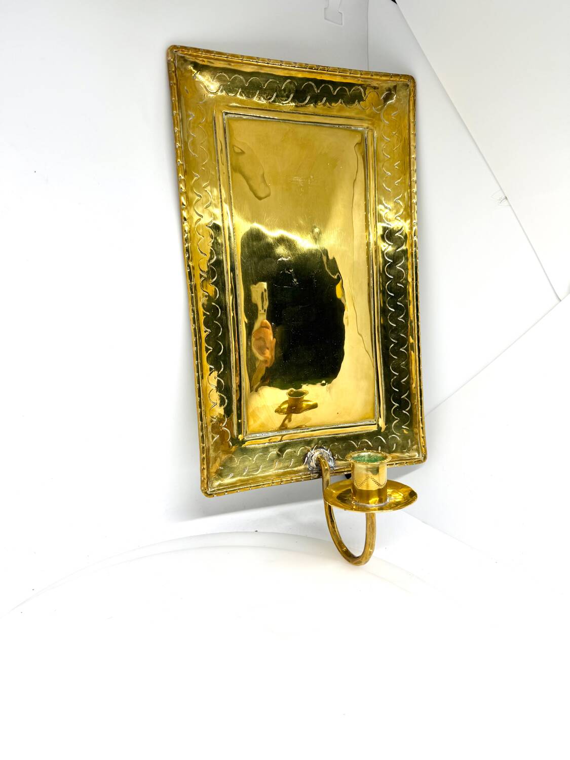 Large ScandiSca Vintage Brass Wall Candle holder  Sconce  height 34 cm