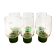 Set of 6 large Luminarc green foot glasses