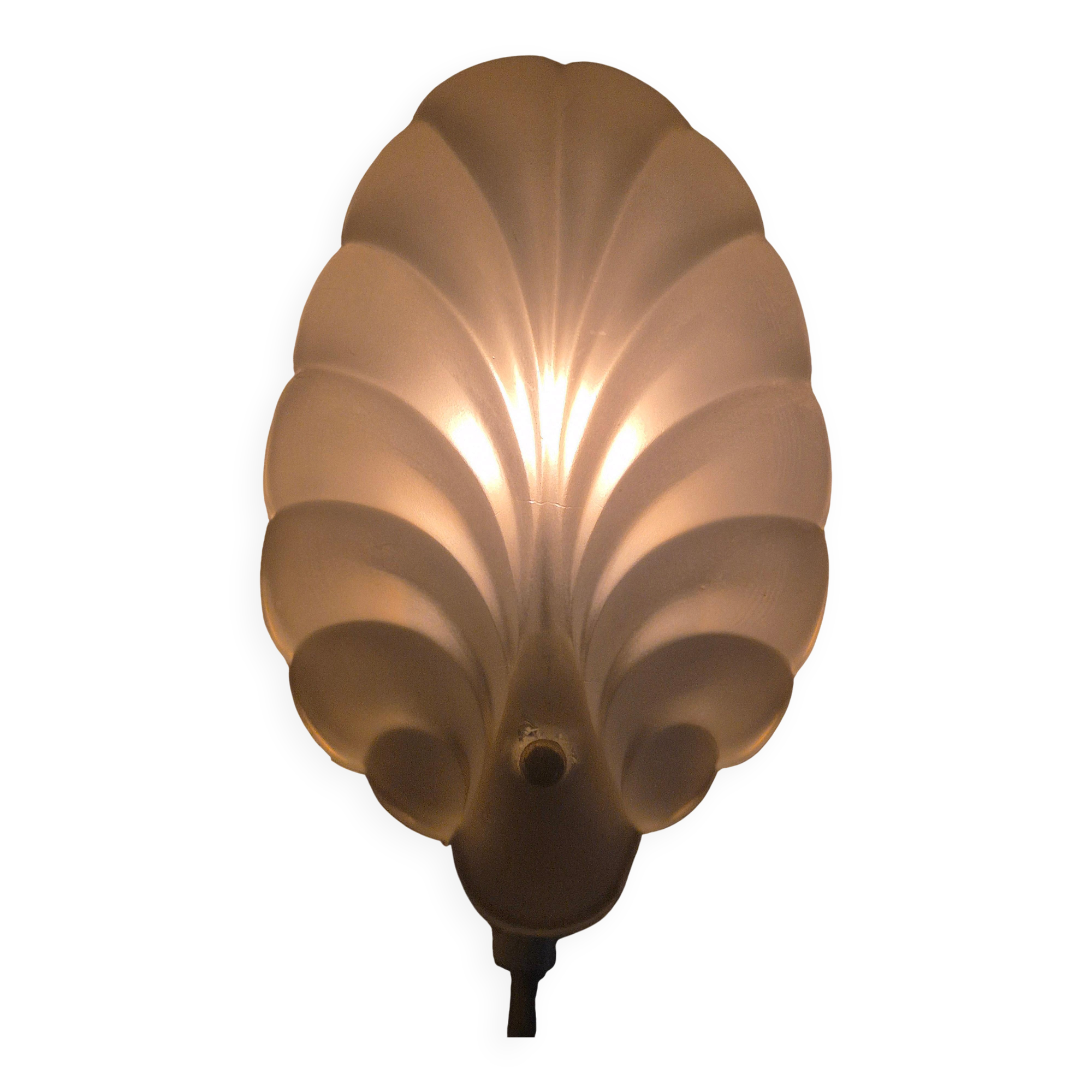 Shell-shaped frosted glass applique, Swedish Modern 1950s