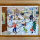 Educational poster elocution Rossignol vintage 60s - a snow day in the village and the Post Office