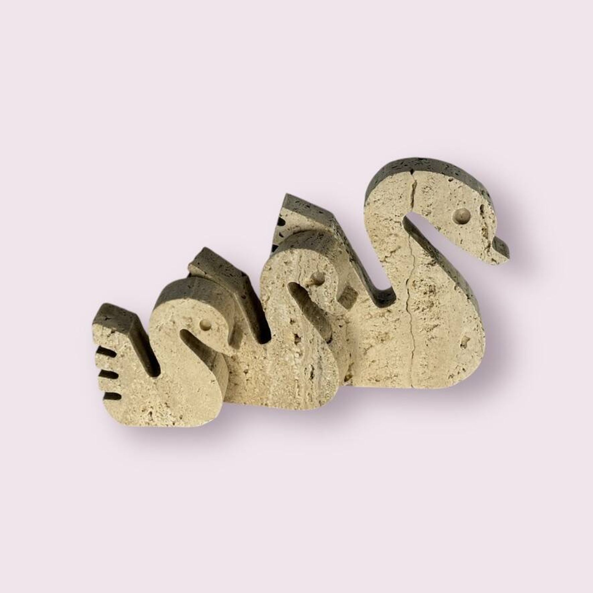 Swans Enzo Mari travertine for Fratelli Mannelli, Italy, 1970.