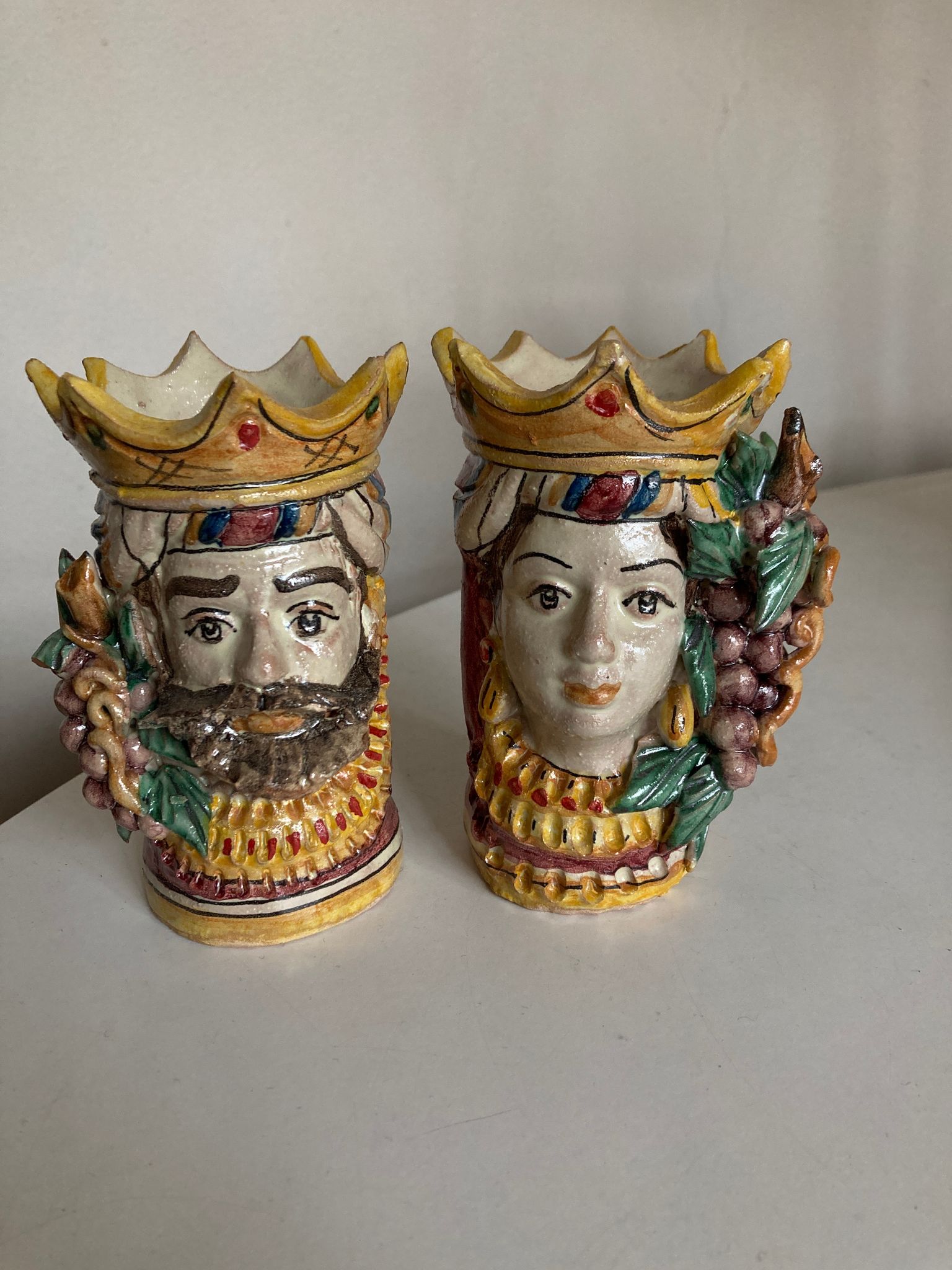 Pair of Moro head vases Caltagirone Italian design Sicily