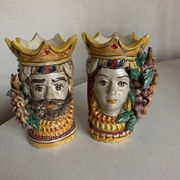 Pair of Moro head vases Caltagirone Italian design Sicily